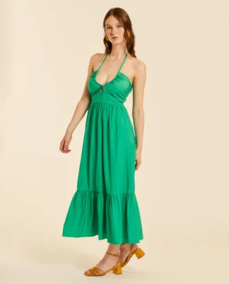 VESTIDO VOLANTE VERDE