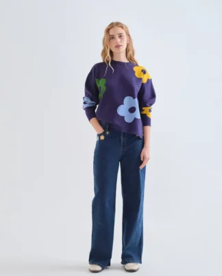 JEANS FLORES AZUL