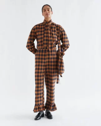 PANTALÓN CUADROS MARRÓN AZUL