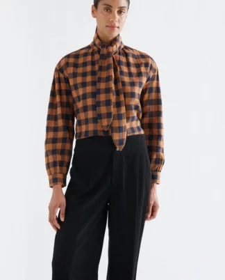CAMISA CUADROS MARRÓN AZUL